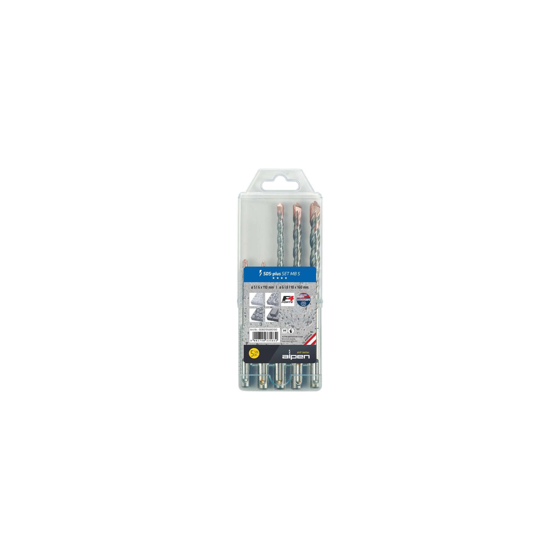 product-7734 Coffret - « F4 », foret pour marteau perforateur SDS-plus, 2 tranchants, L2=250 – Image 1